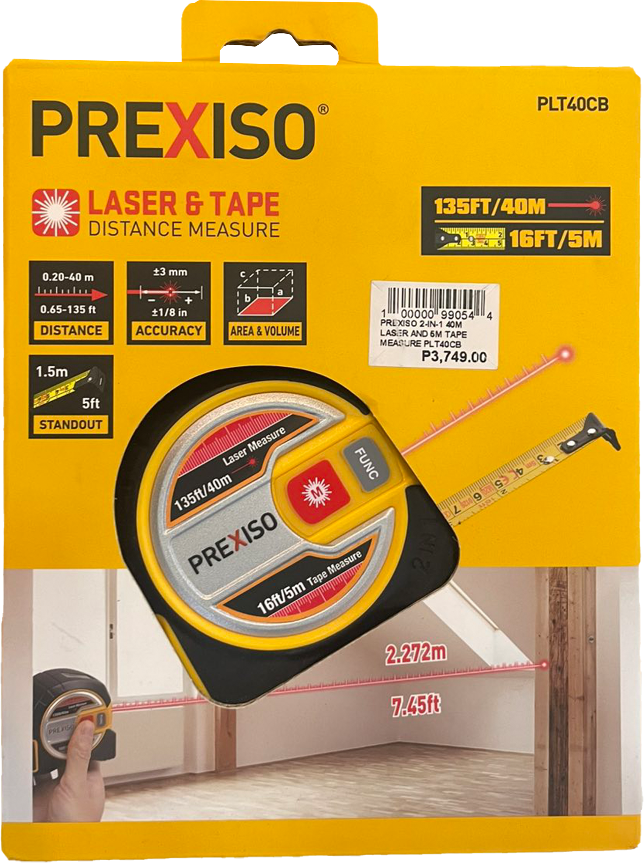 PREXISO 2-IN-1 40M LASER AND 5M TAPE MEASURE PLT40CB