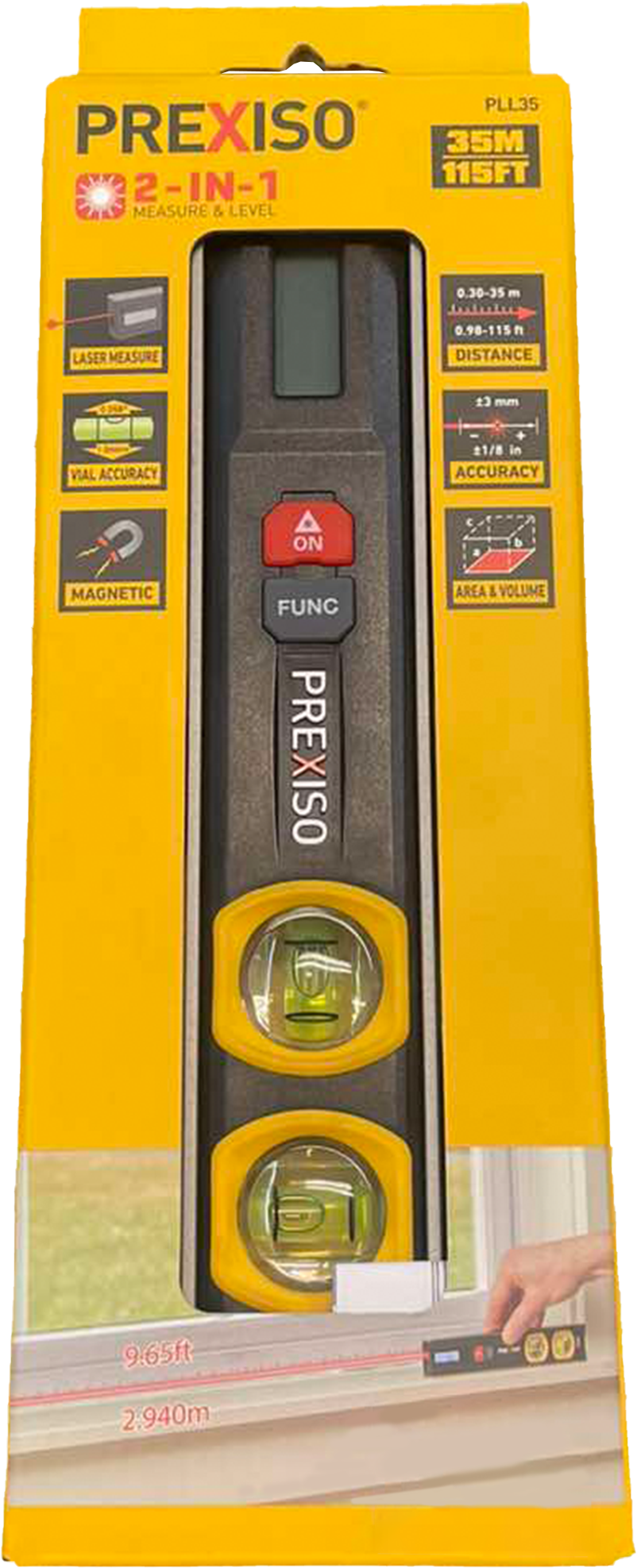PREXISO 2-IN-1 LASER MEASURE AND TORPEDO LEVEL PLL35